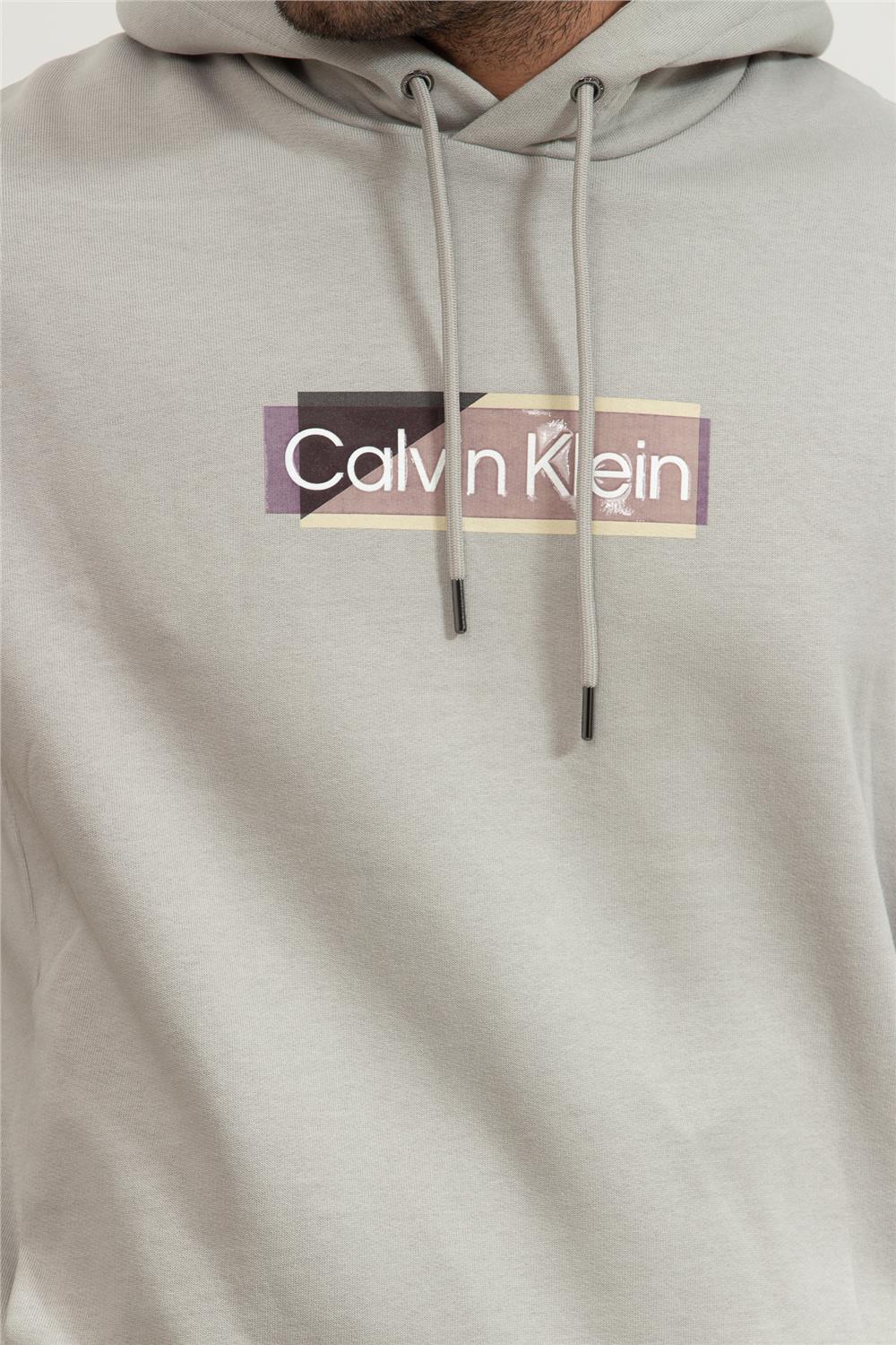 Calvin Klein Layered Gel Logo Erkek Kapüşonlu Sweatshirt