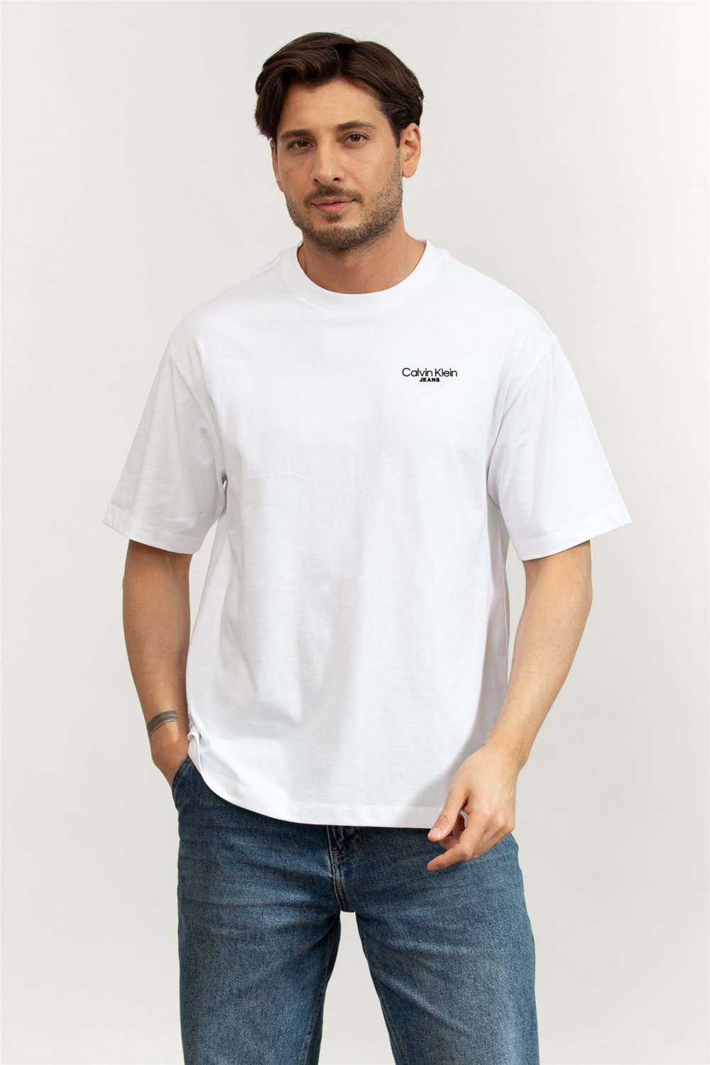 Calvin Klein Logo Back Print T-Shirt Erkek Bisiklet Yaka T-Shirt