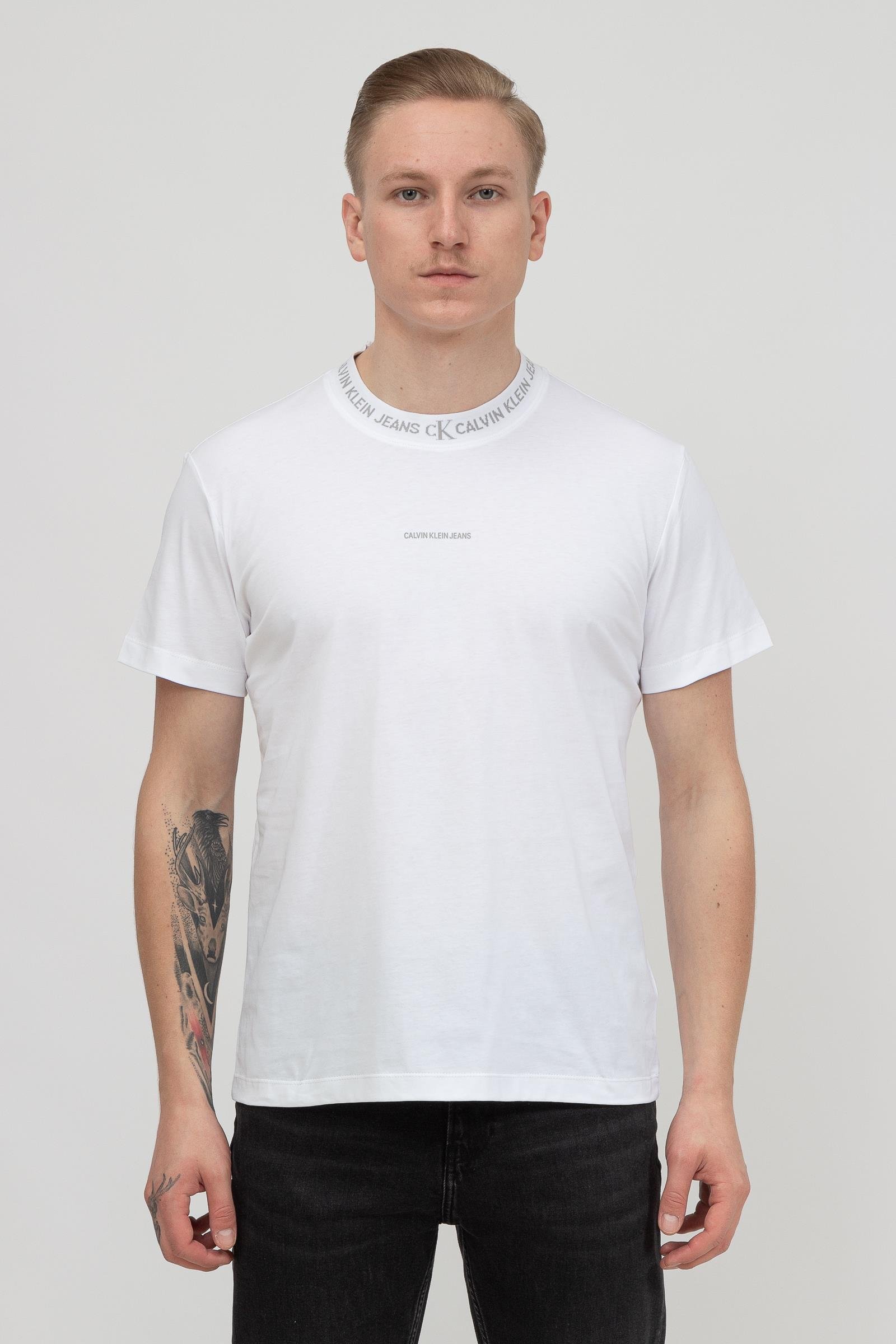 Calvin Klein Logo Jacquard Tee Erkek Bisiklet Yaka T-Shirt