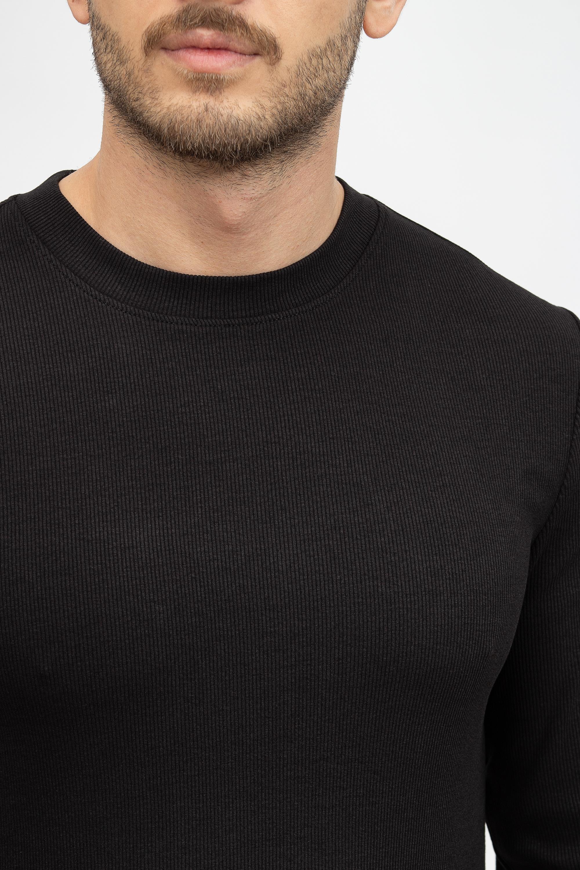 Calvin Klein Logo Tab Rib Ls Erkek Bisiklet Yaka Sweatshirt