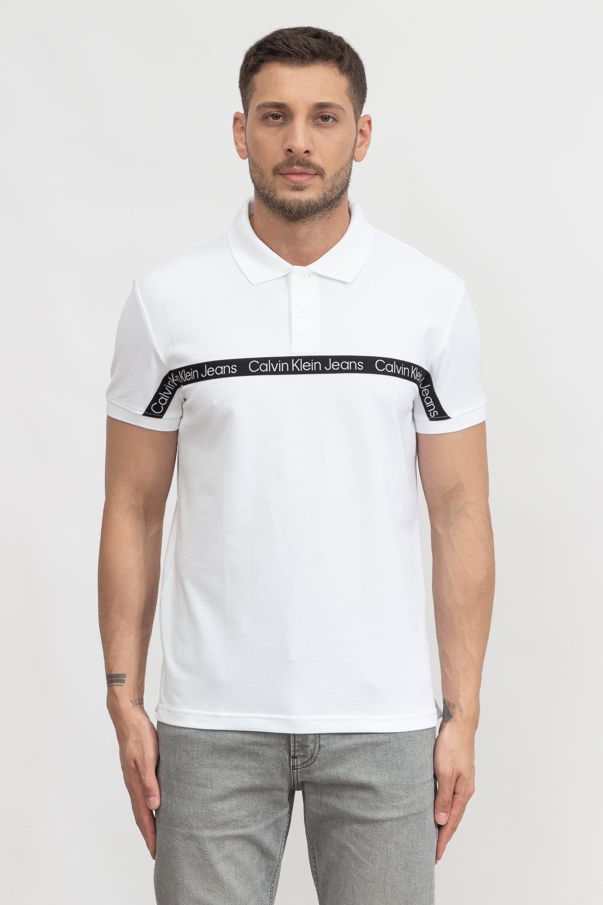 Calvin Klein Logo Tape Erkek Polo Yaka T-Shirt