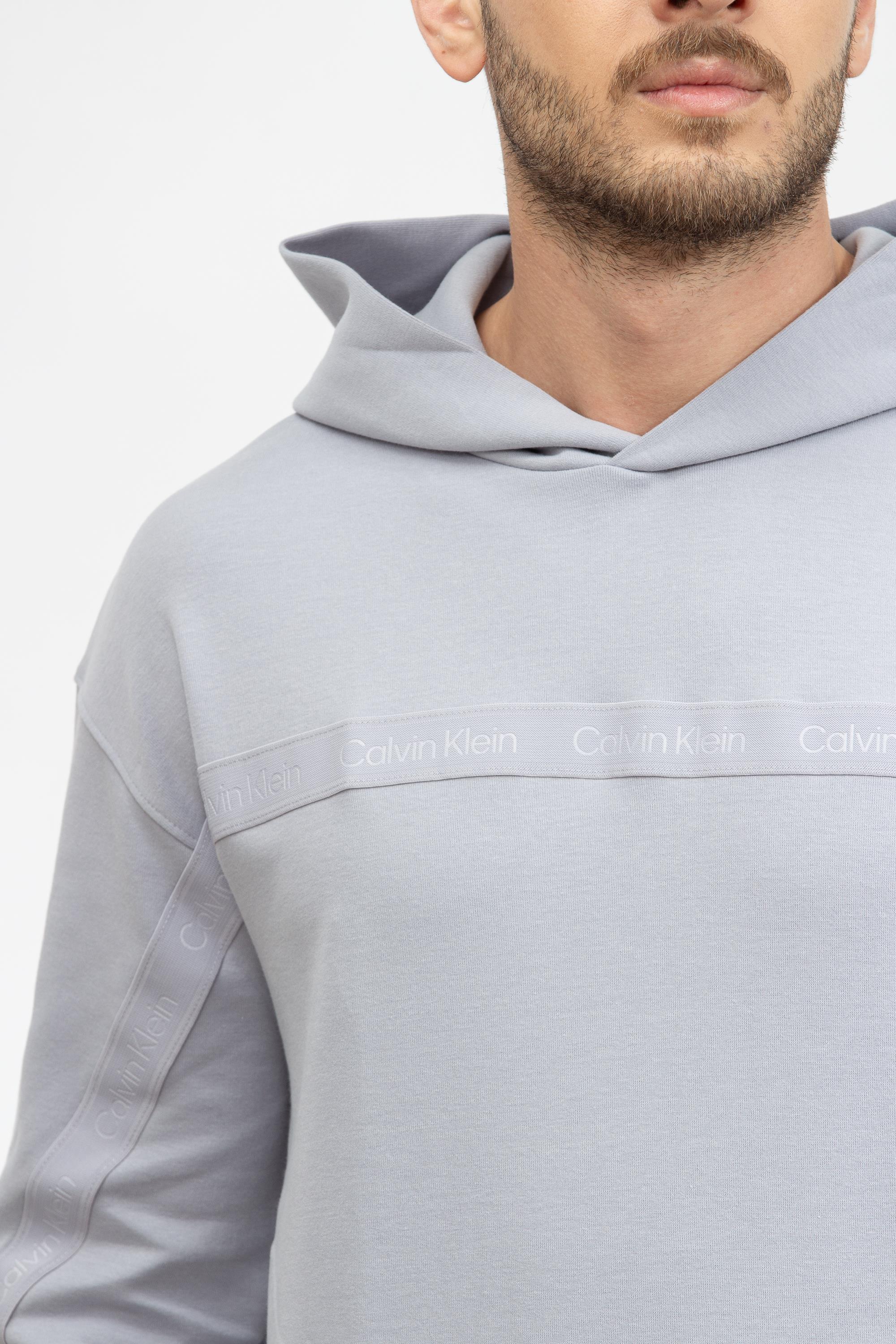 Calvin Klein Logo Tape Interlock Hoodie Erkek Kapüşonlu Sweatshirt