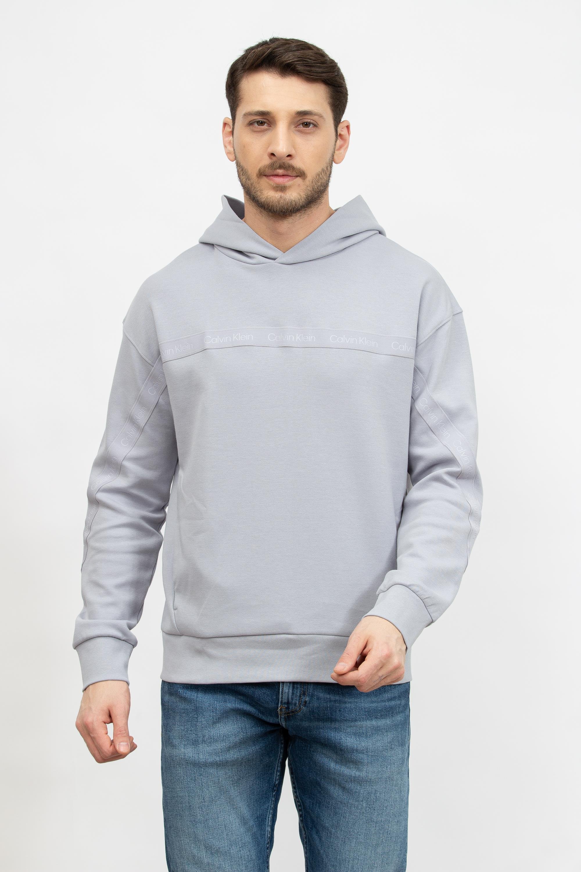 Calvin Klein Logo Tape Interlock Hoodie Erkek Kapüşonlu Sweatshirt