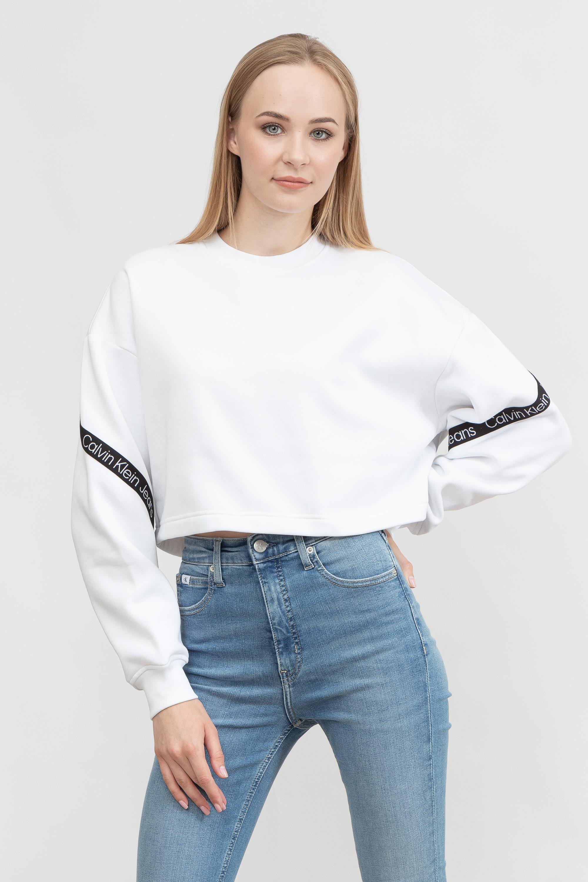 Calvin Klein Logo Tape Kadın Bisiklet Yaka Sweatshirt