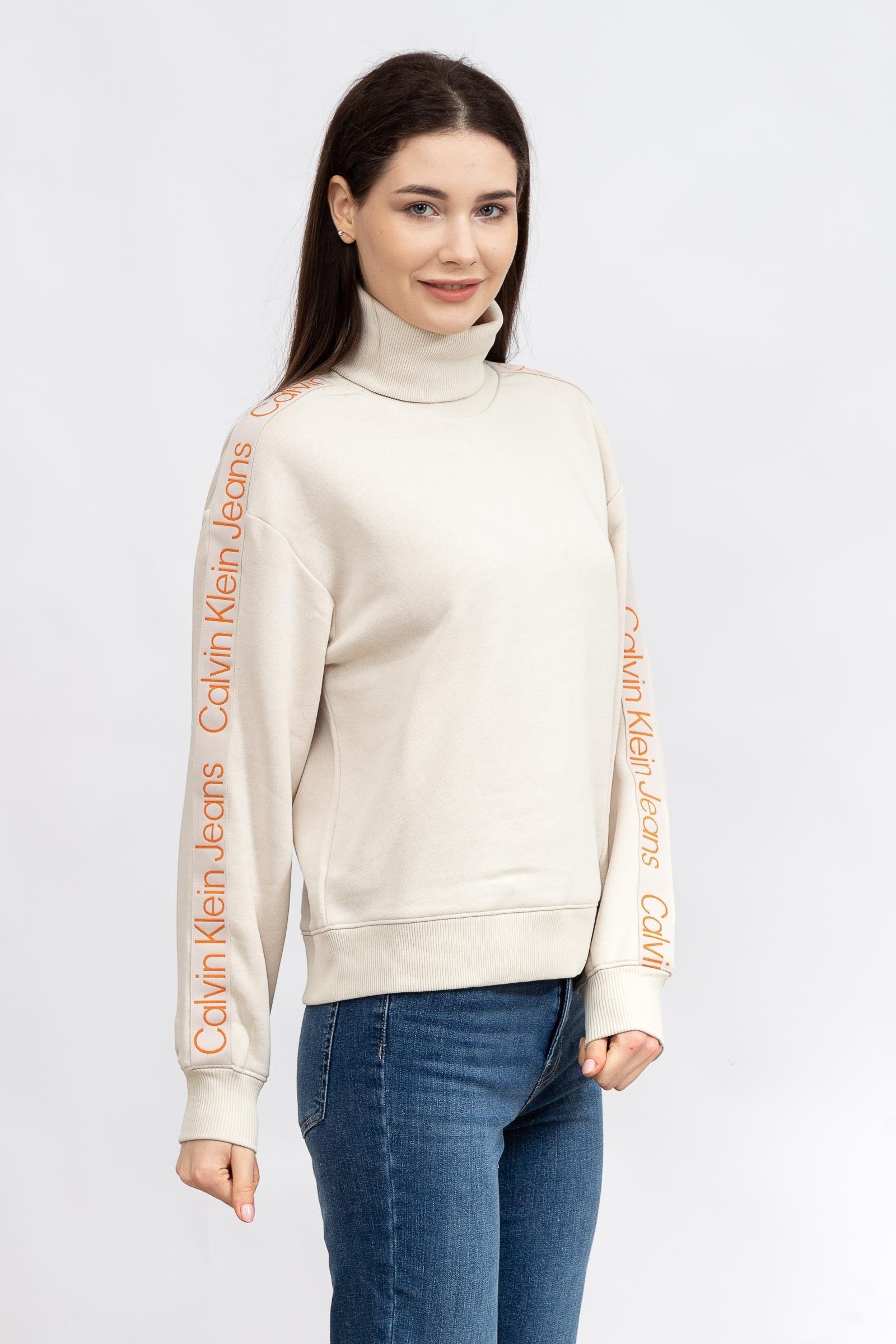 Calvin Klein Logo Tape/Jacquard Kadın Bisiklet Yaka Sweatshirt