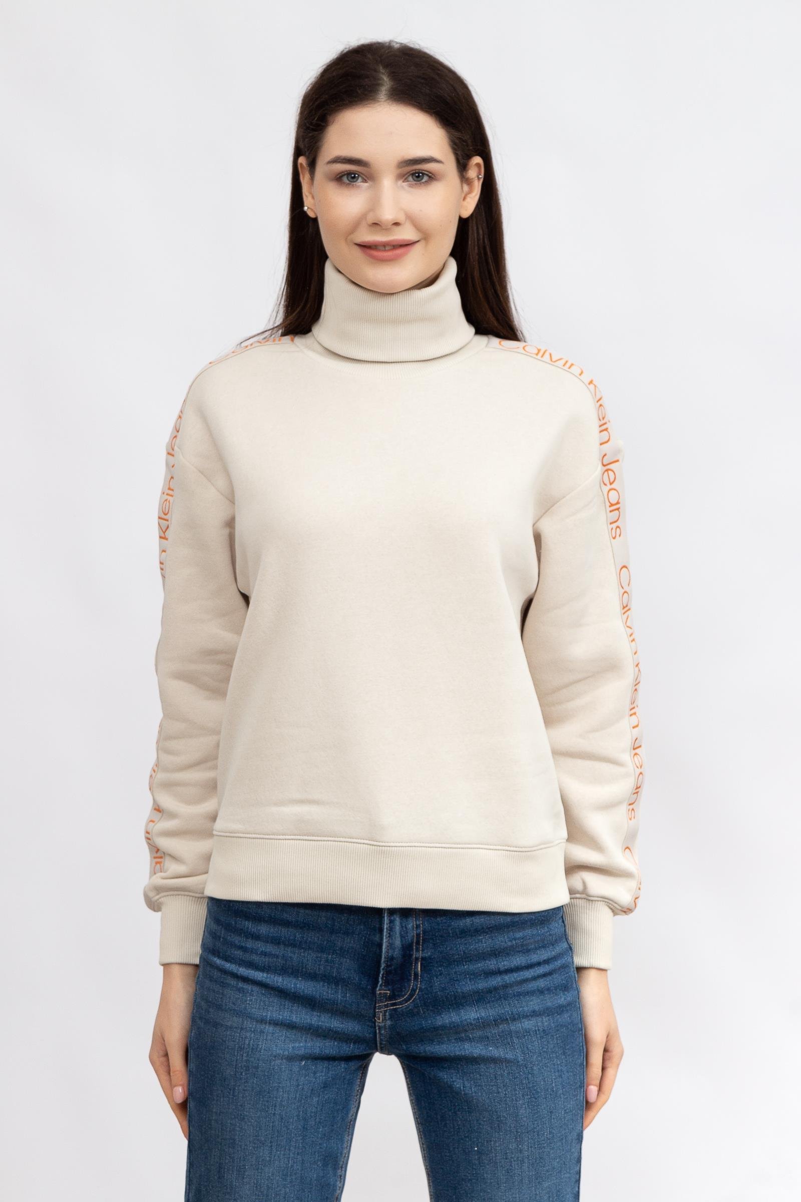 Calvin Klein Logo Tape/Jacquard Kadın Bisiklet Yaka Sweatshirt
