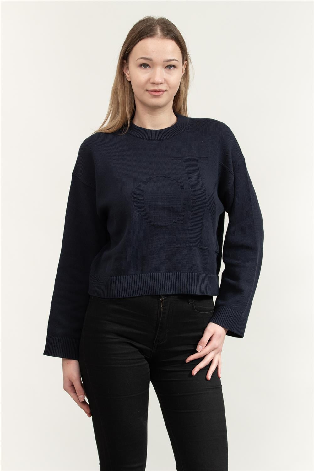 Calvin Klein Long Sleeve Smooth Cotton Ck Kadın Triko