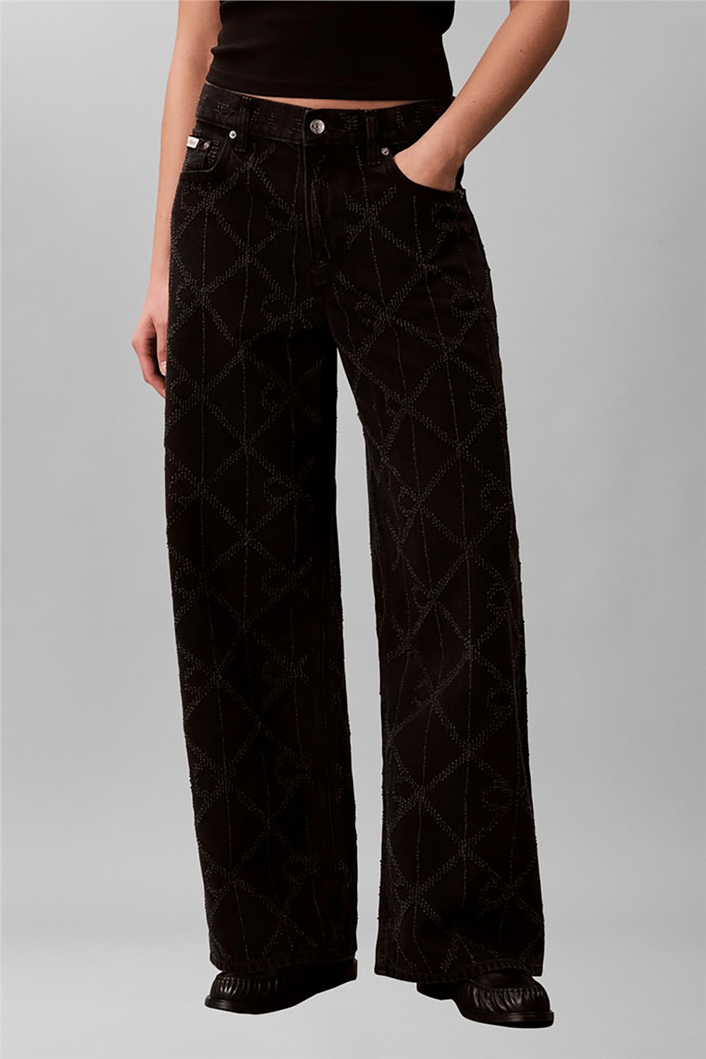 Calvin Klein Low Rise Baggy Ck Worn Black Kadın Jean Pantolon