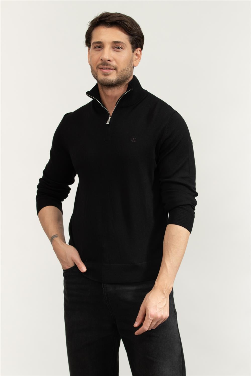Calvin Klein LS 100% Merino Qz 14Gg Erkek Triko