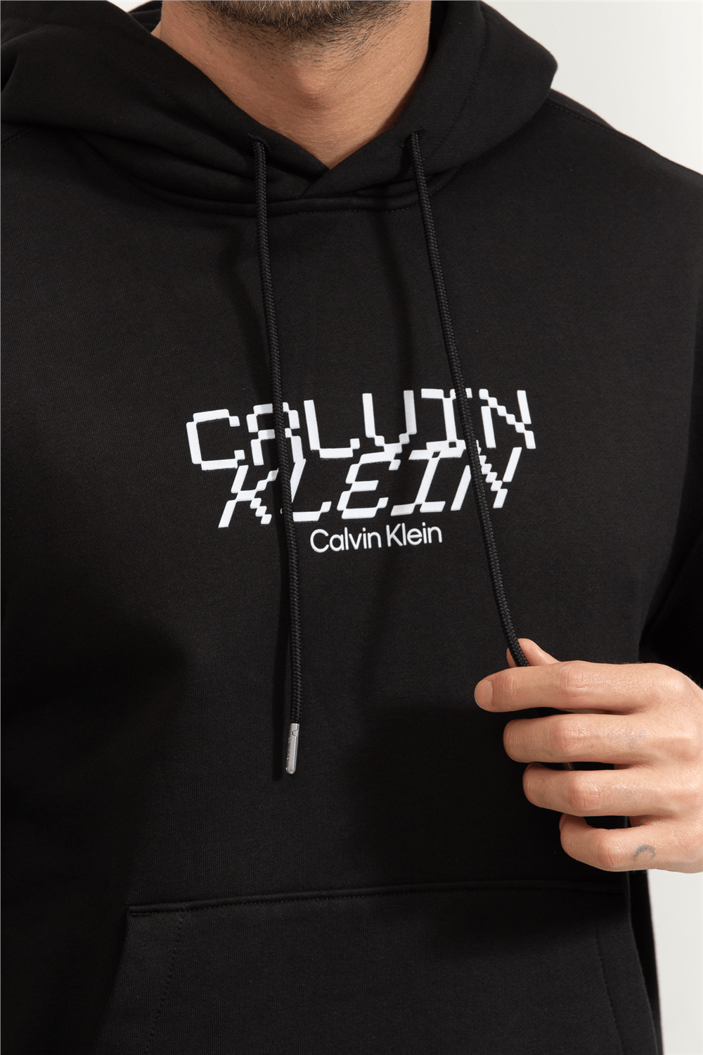 Calvin Klein LS 350Fleece Calvin Tech Graphic Erkek Kapüşonlu Sweatshirt
