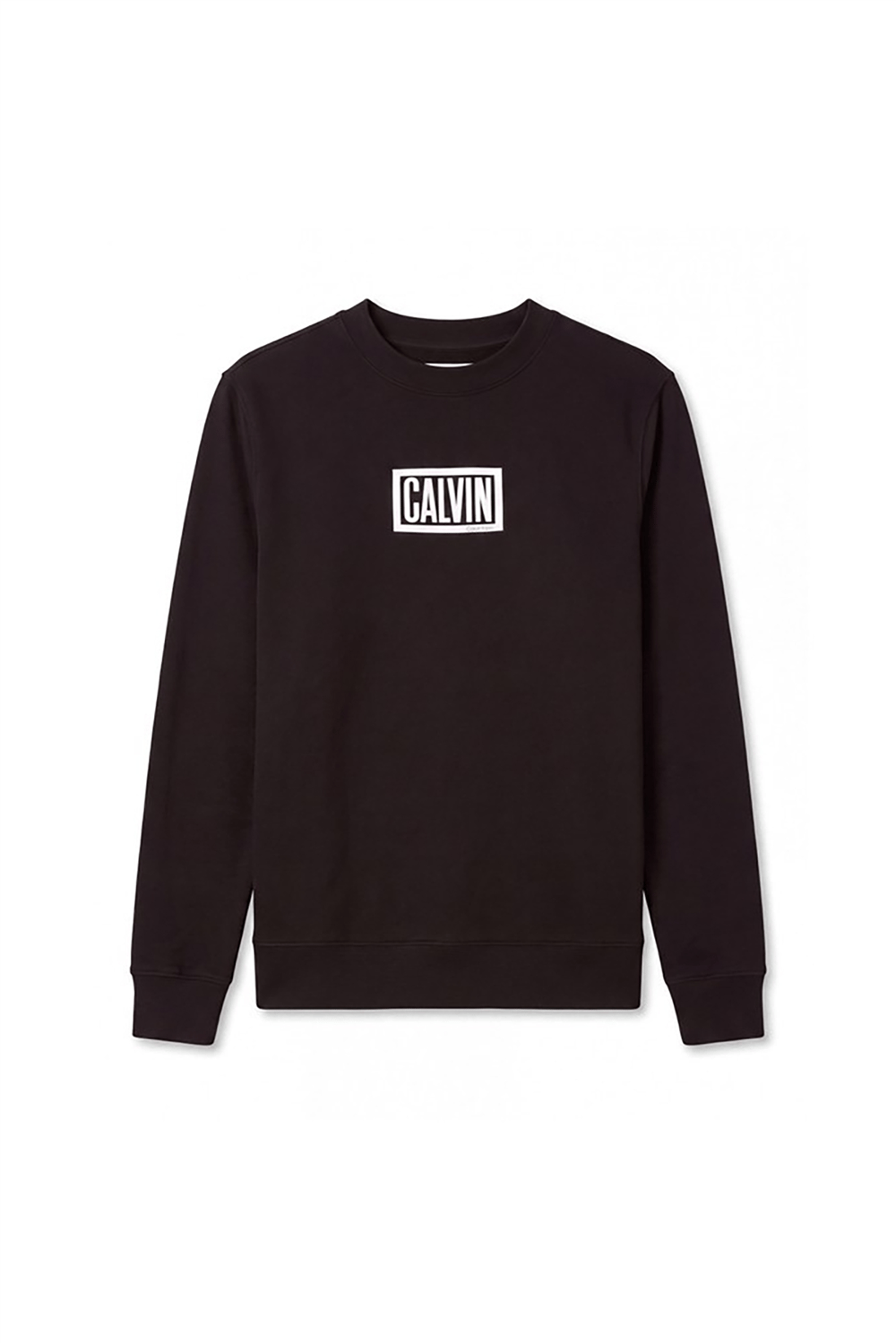 Calvin Klein Ls 350Terry Eu Clvin Box Logo Cn Erkek Bisiklet Yaka Sweatshirt Siyah