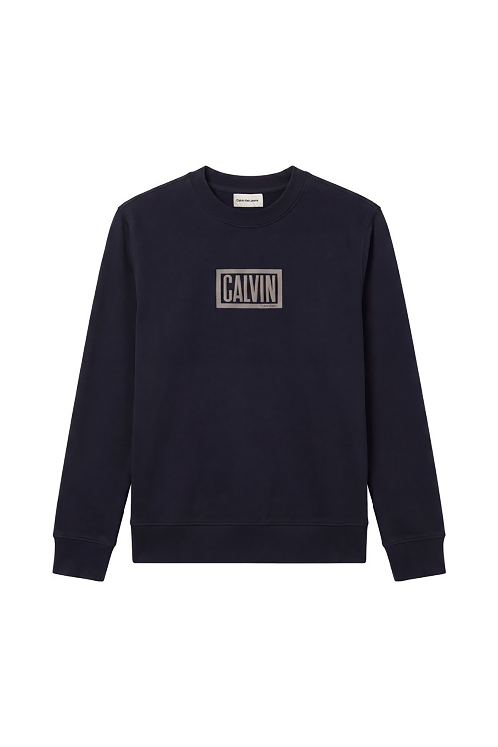Calvin Klein Ls 350Terry Eu Clvin Box Logo Cn Erkek Bisiklet Yaka Sweatshirt Lacivert