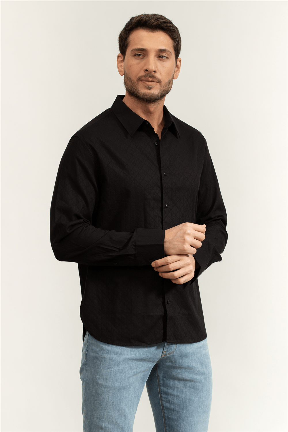 Calvin Klein LS Aop Jacquard Easy Shirt Erkek Gömlek