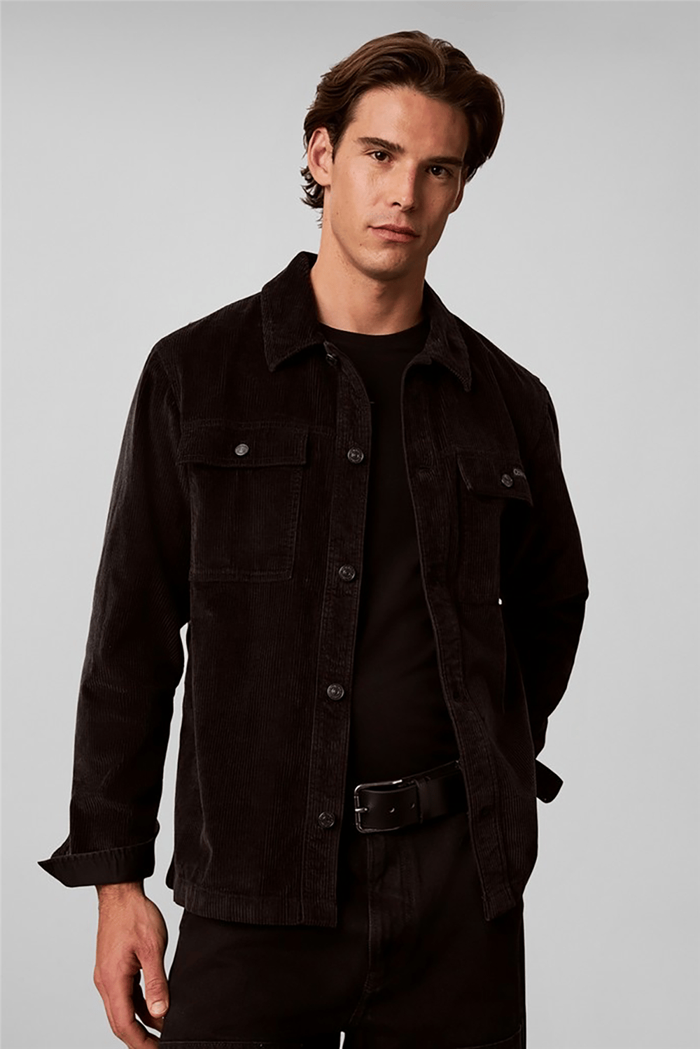 Calvin Klein Ls Corduroy Easy Overshirt Erkek Gömlek Siyah