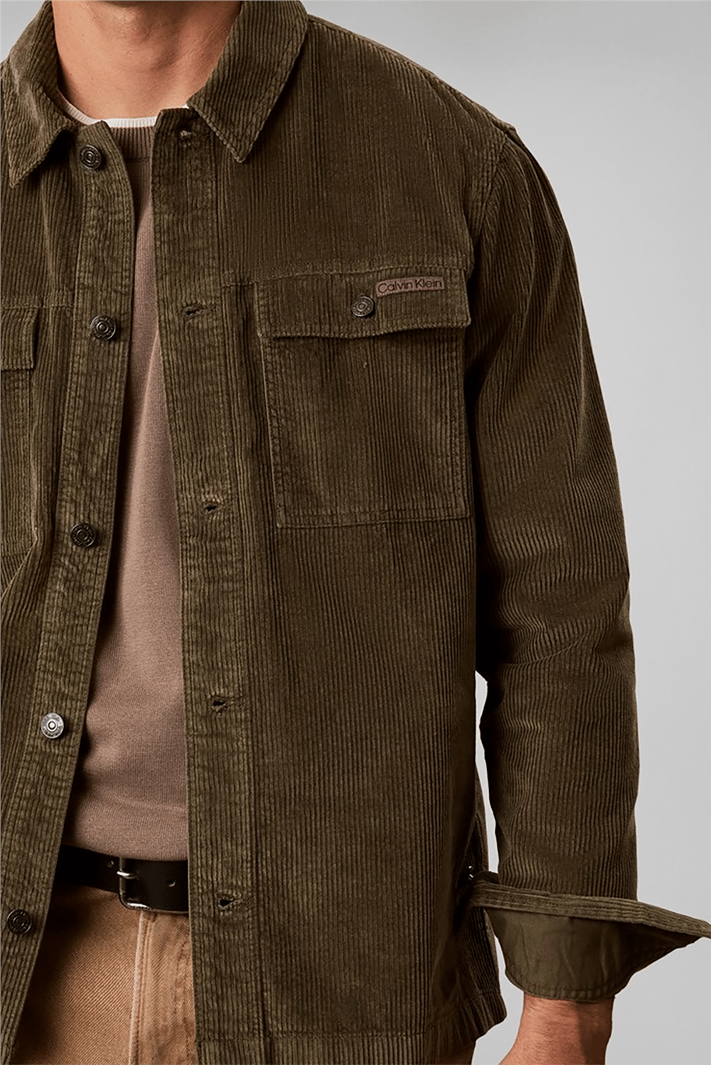 Calvin Klein Ls Corduroy Easy Overshirt Erkek Gömlek Yeşil