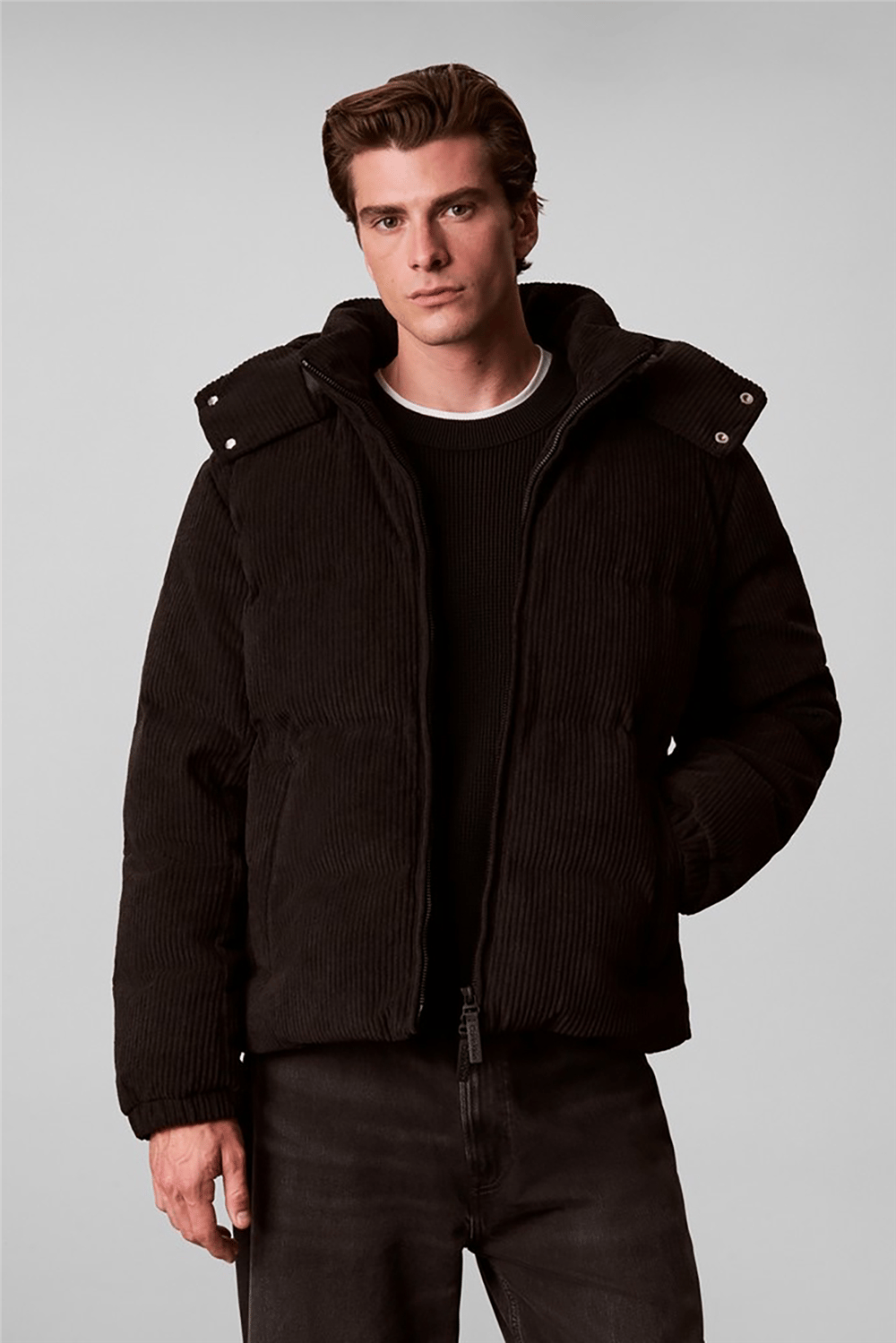 Calvin Klein Ls Corduroy Puffer Hd Down Jkt Erkek Şişme Mont Siyah