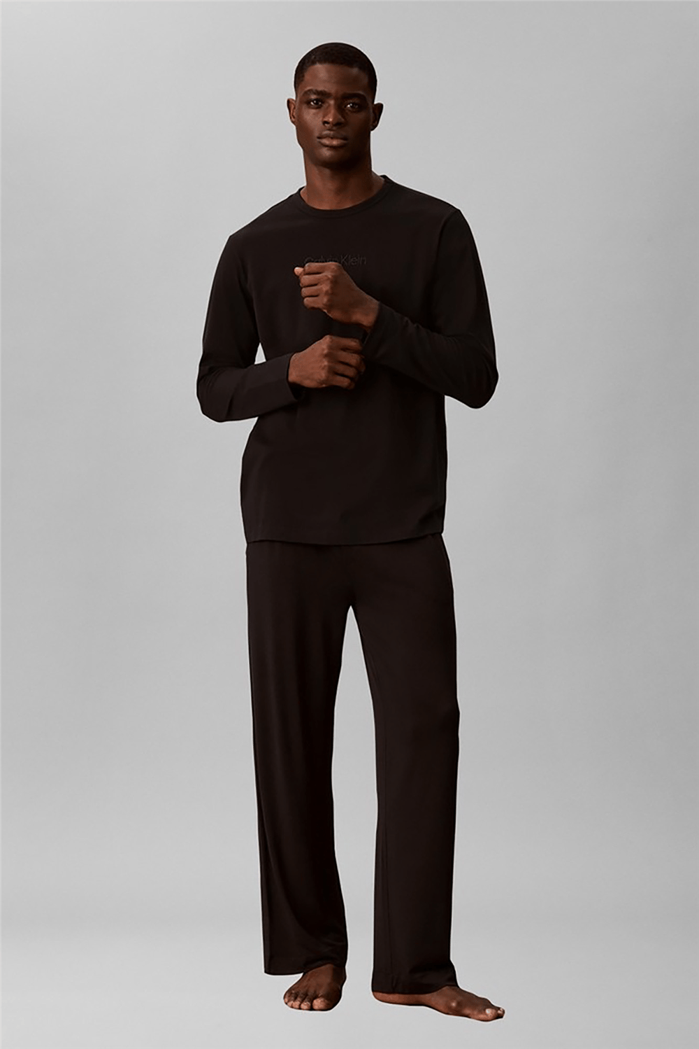 Calvin Klein L/S Crew Neck Erkek Bisiklet Yaka T-Shirt Siyah