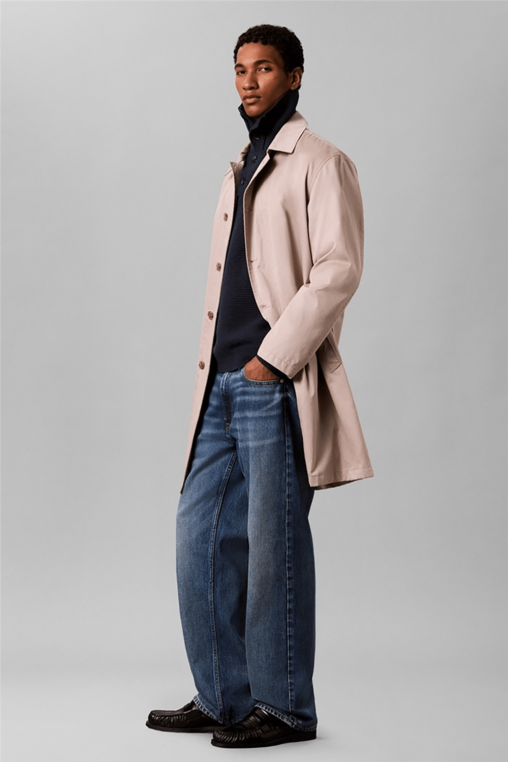 Calvin Klein Ls Ctn Wool Pnl Stitch Pullover Erkek Triko Lacivert