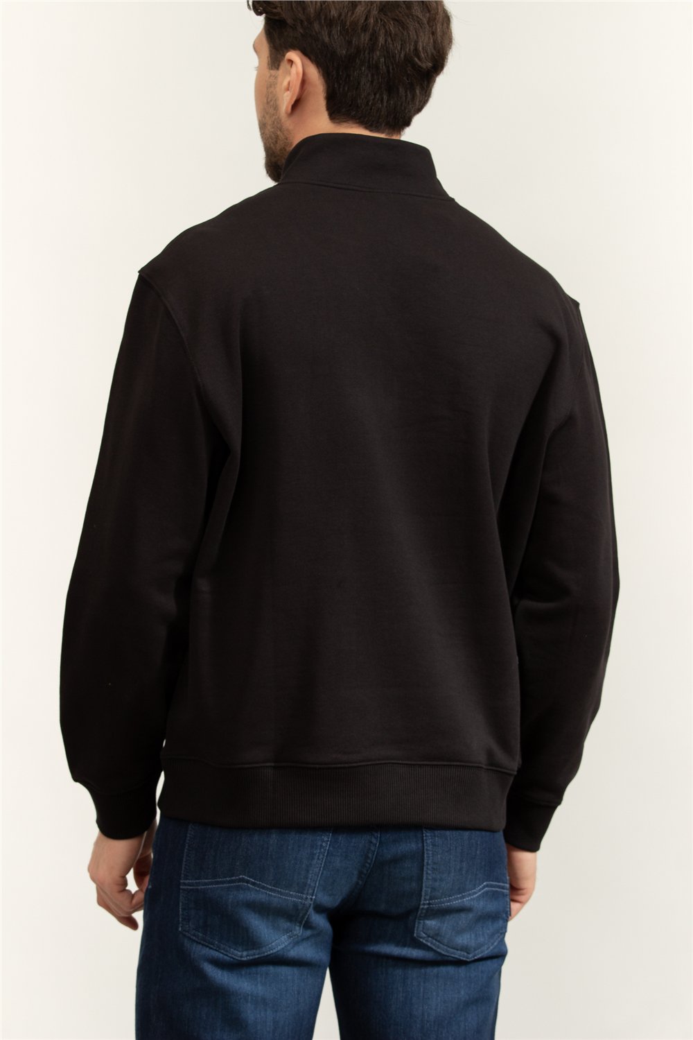 Calvin Klein LS Eu 350Terry Micro Monologo Qt Erkek Fermuarlı Sweatshirt