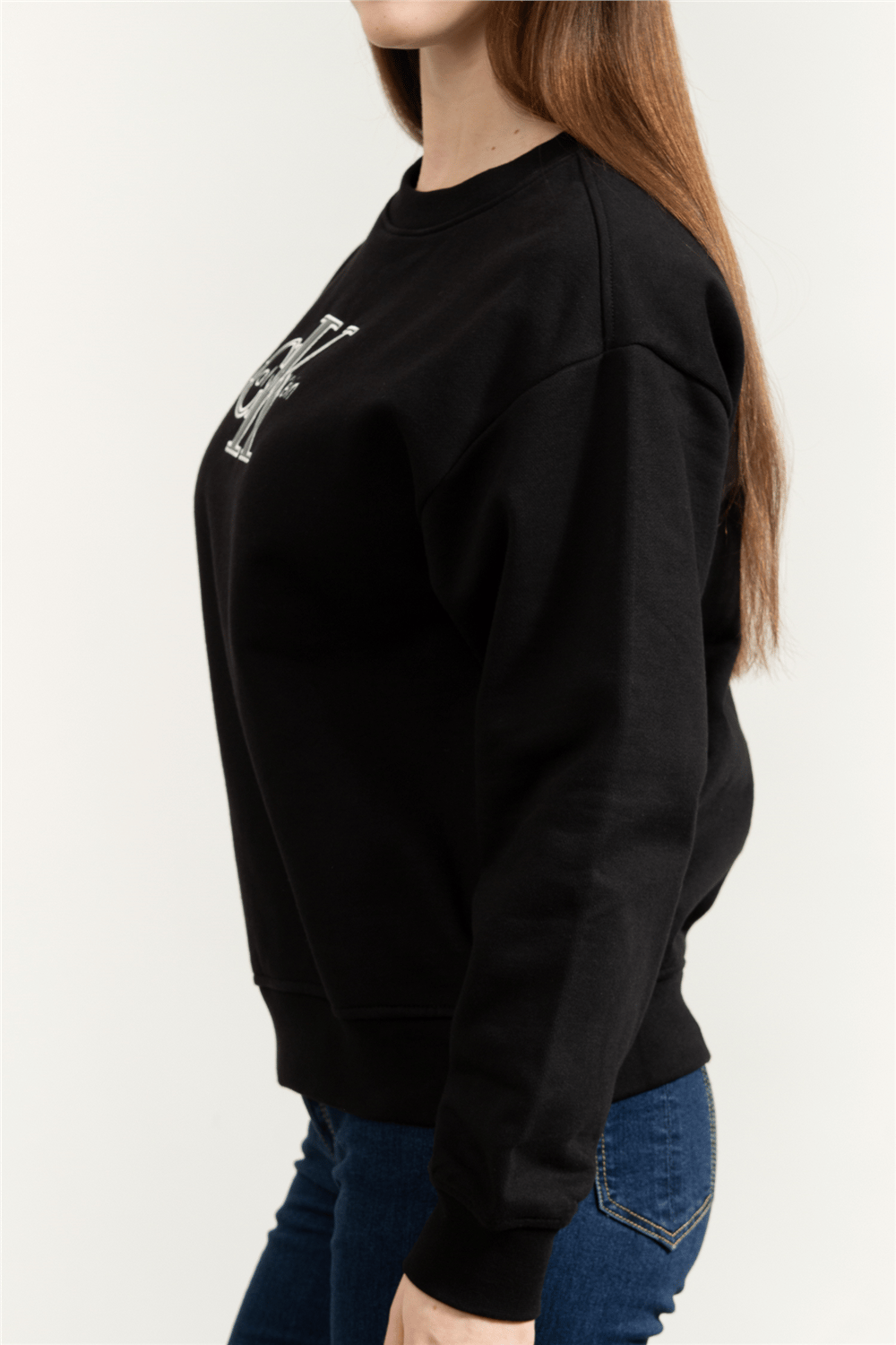 Calvin Klein LS Foil Monologo French Terry Rl Kadın Bisiklet Yaka Sweatshirt