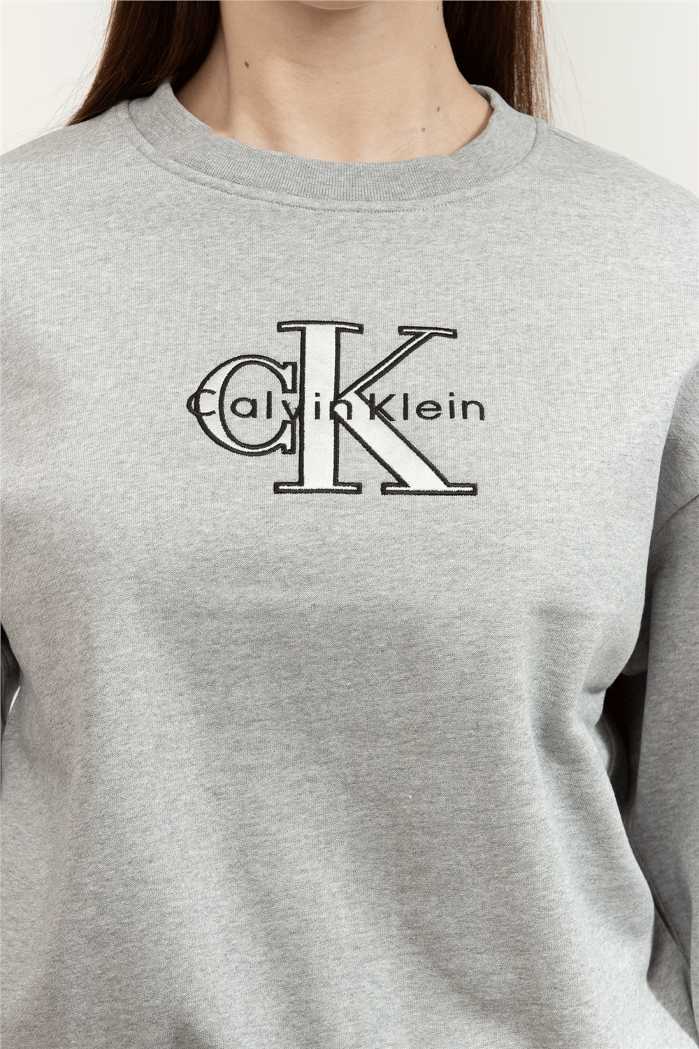 Calvin Klein LS Foil Monologo French Terry Rl Kadın Bisiklet Yaka Sweatshirt
