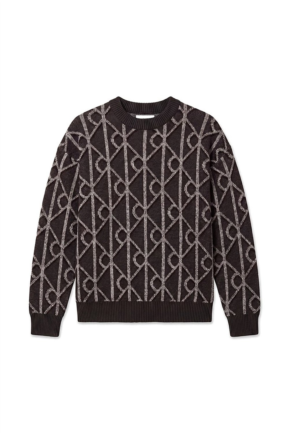 Calvin Klein Ls Merino Blend Emblem Crew 5Gg Erkek Triko Gri
