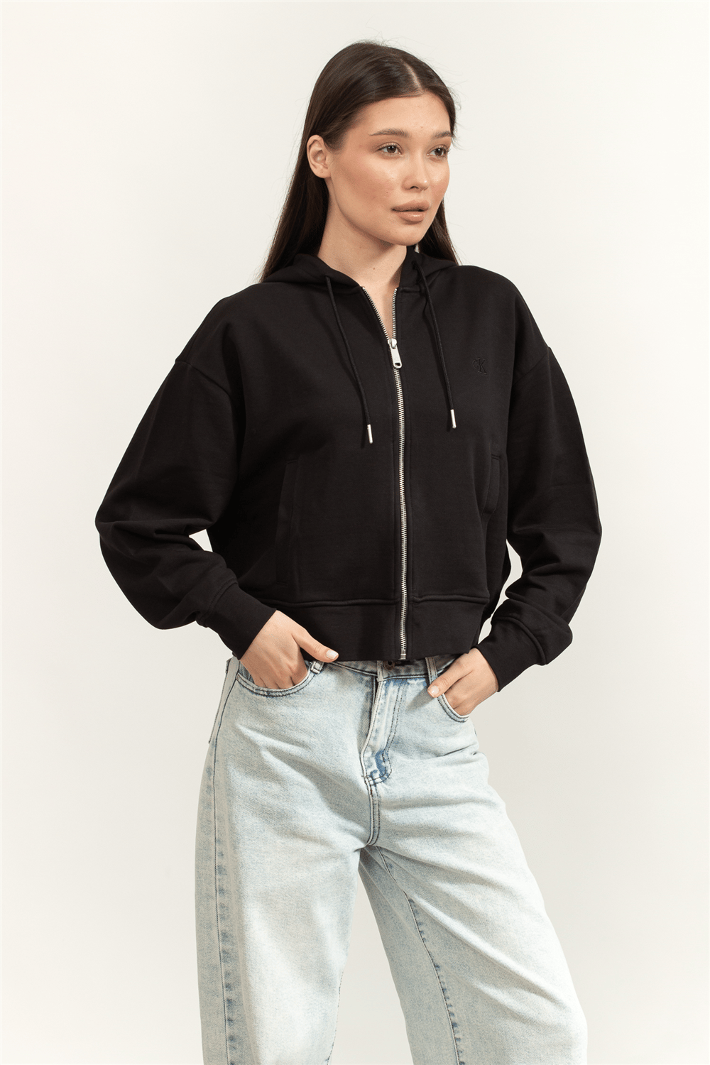 Calvin Klein Ls Monogram Terry Cr Kadın Bisiklet Yaka Sweatshirt