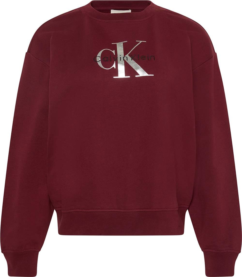 Calvin Klein Ls Monologo French Terry Rlxd Cn Kadın Bisiklet Yaka Sweatshirt
