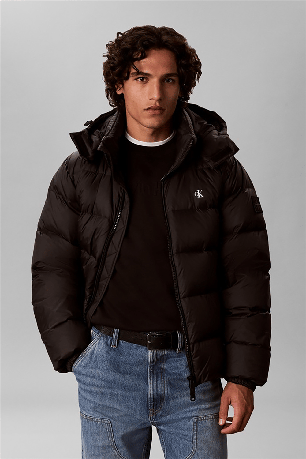 Calvin Klein Ls Nyln Zp Off Hod Down Pufr Jkt Erkek Şişme Mont Siyah