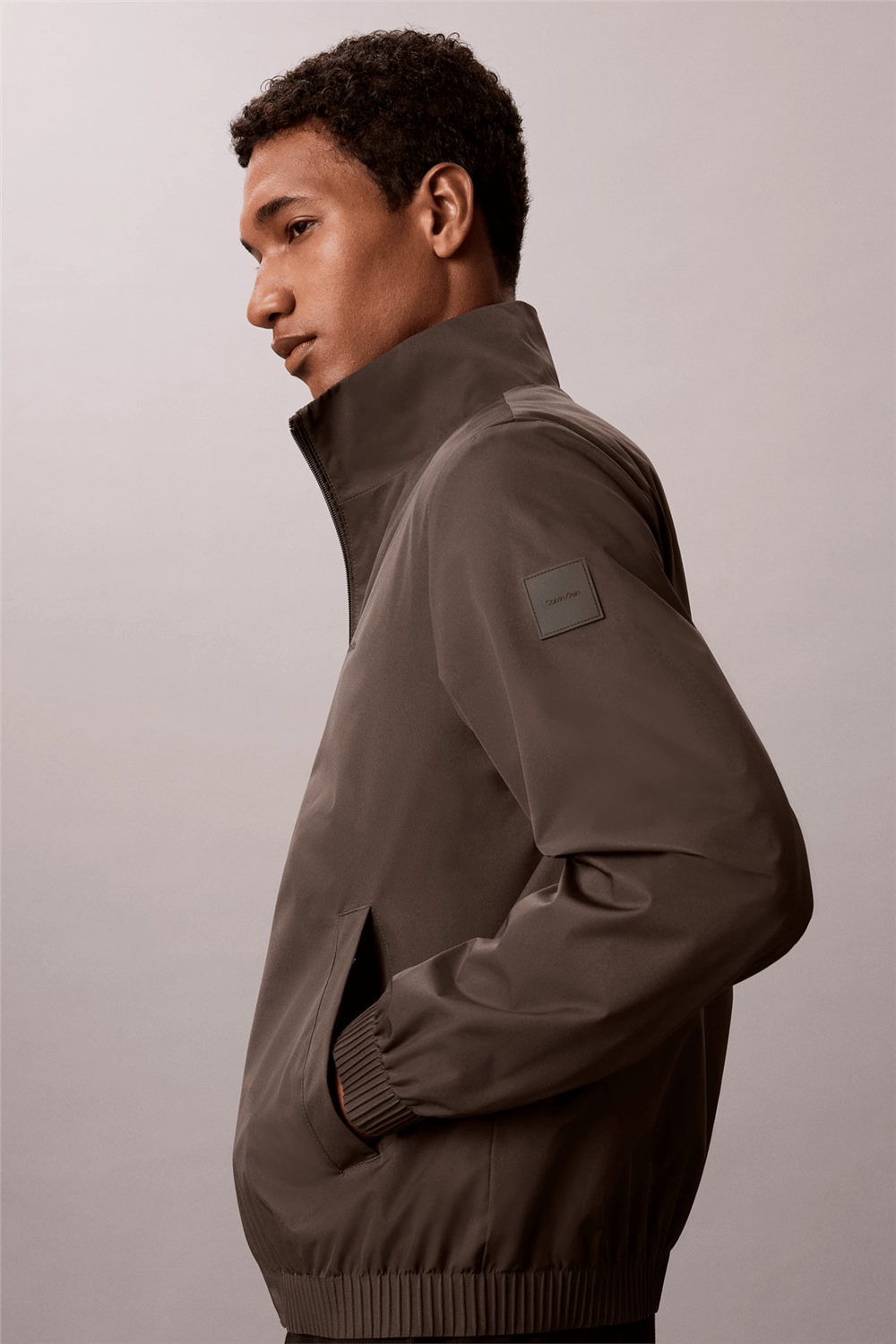 Calvin Klein Ls Nylon Stand Collar Windbreake Erkek Rüzgarlık Gri