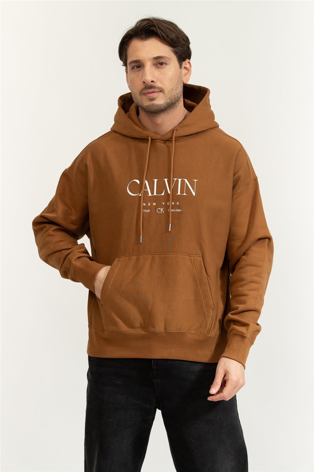 Calvin Klein LS Premium Fleece Calvin Graphic Erkek Kapüşonlu Sweatshirt