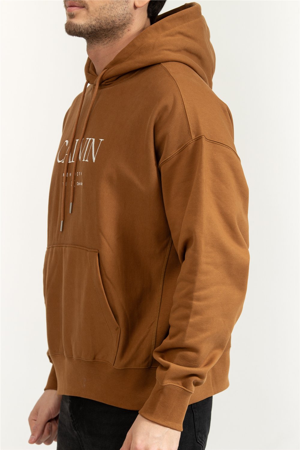 Calvin Klein LS Premium Fleece Calvin Graphic Erkek Kapüşonlu Sweatshirt