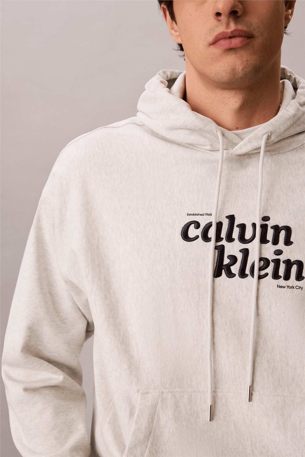 Calvin Klein Ls Premium Terry Graphic Hoodie Erkek Kapüşonlu Sweatshirt Beyaz