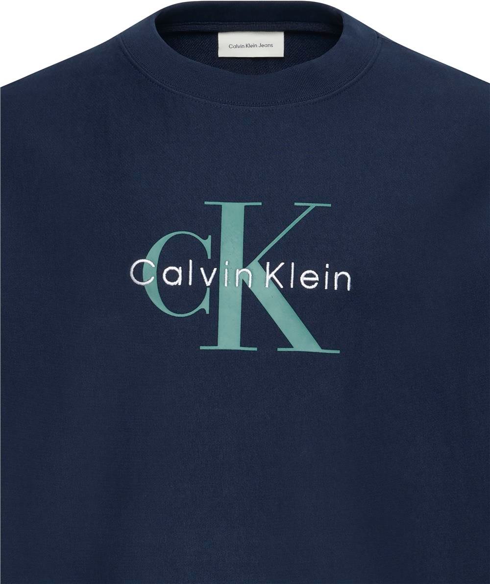 Calvin Klein Ls Premium Terry Monologo Cn Erkek Bisiklet Yaka Sweatshirt