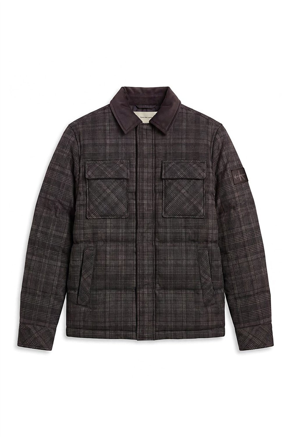 Calvin Klein Ls Printed Plaid Puffer Jkt Erkek Şişme Mont Gri
