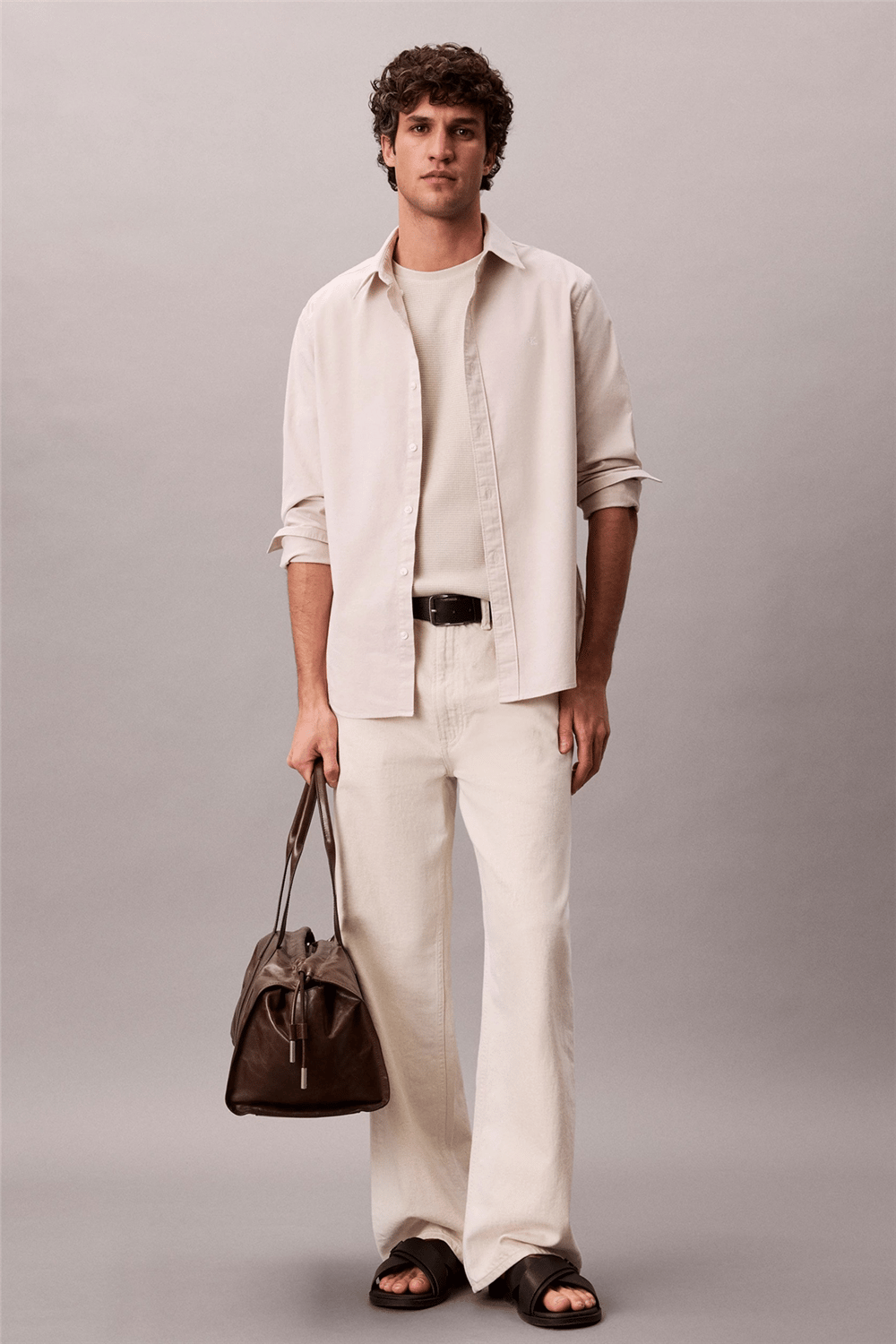 Calvin Klein LS Solid Oxford Classic Shirt Erkek Gömlek Gri