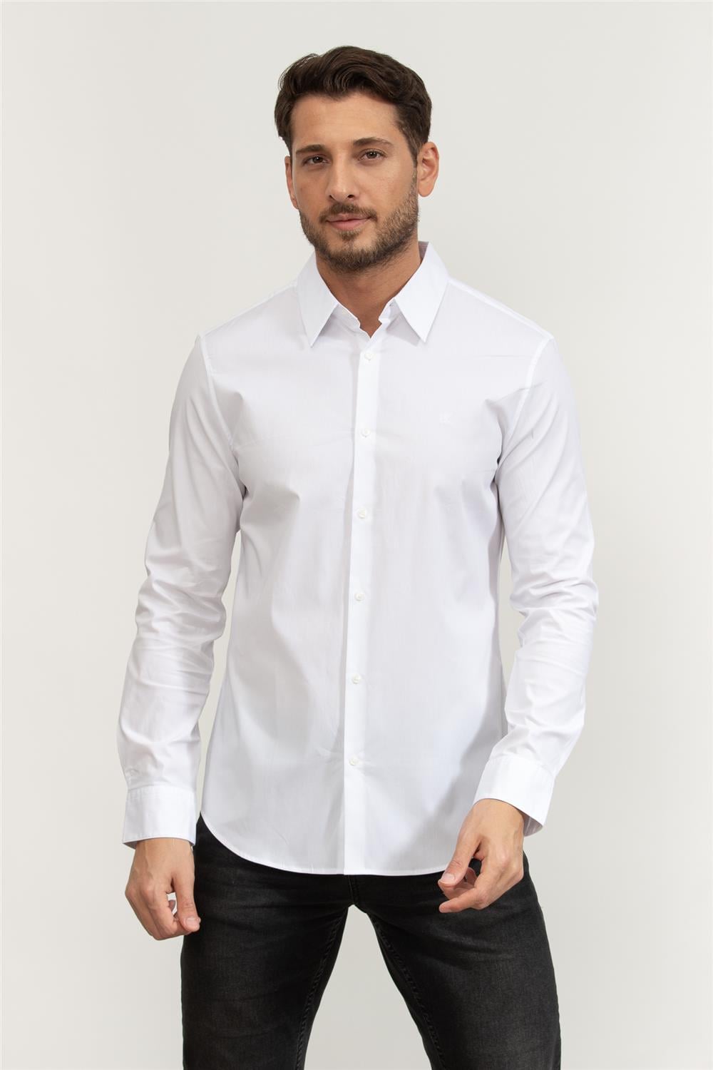 Calvin Klein LS Solid Stretch Slim Erkek Gömlek