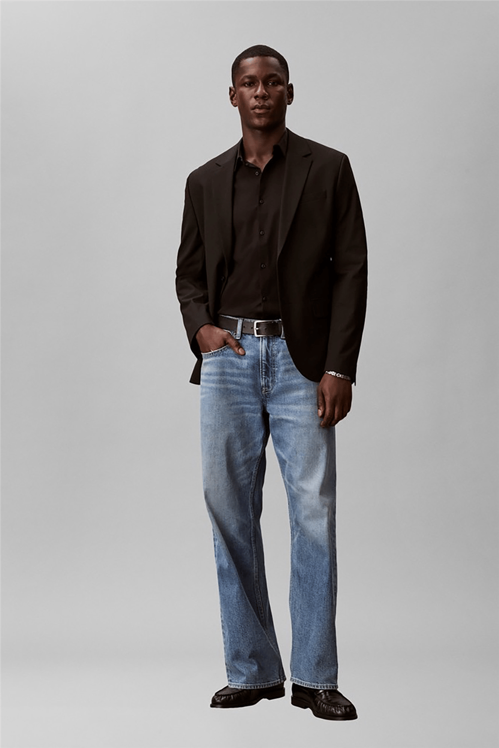 Calvin Klein Ls Solid Tech Stretch Slim Shirt Erkek Gömlek Siyah