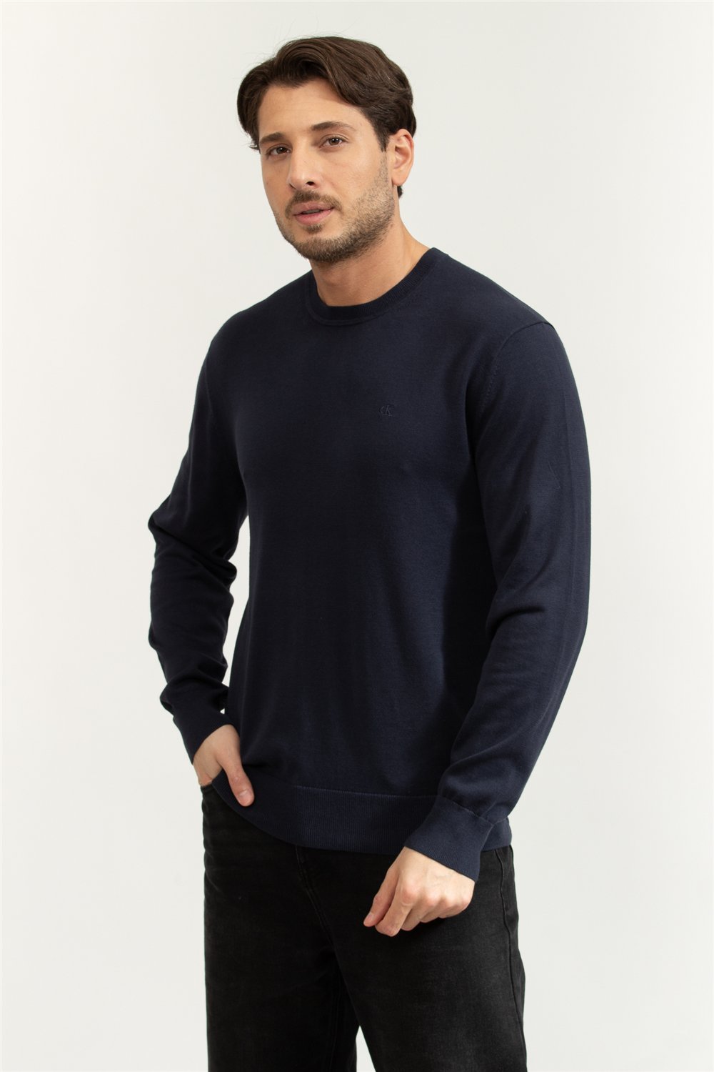 Calvin Klein LS Supima Cotton Crew 14Gg Erkek Triko