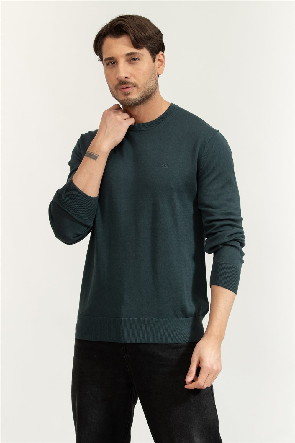 Calvin Klein LS Supima Cotton Crew 14Gg Erkek Triko