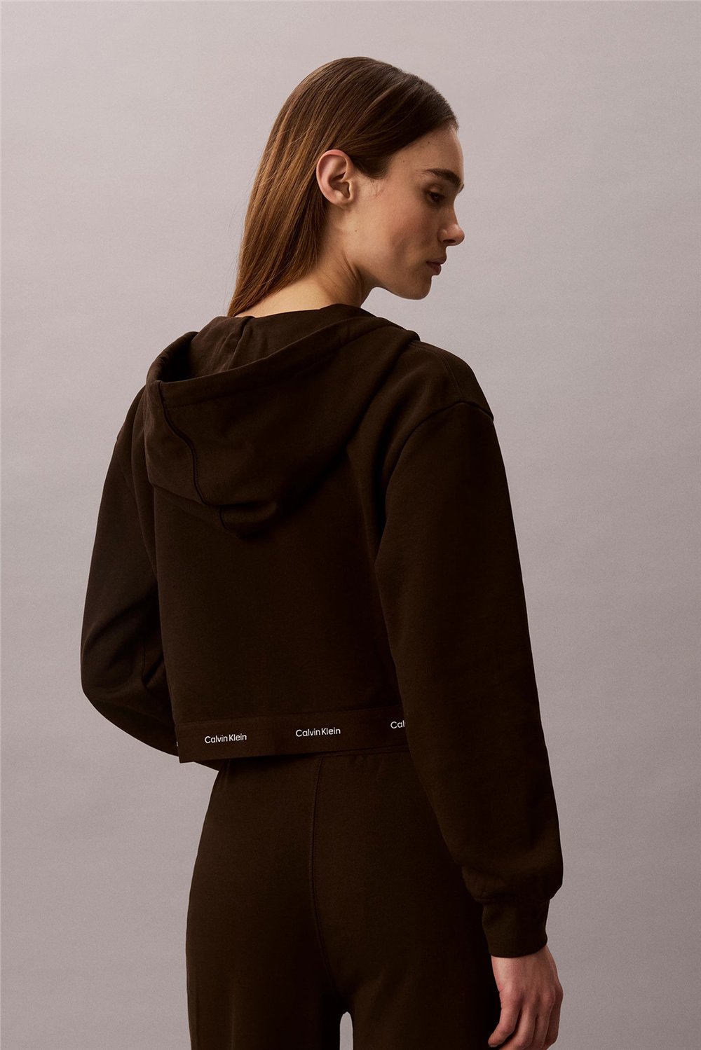 Calvin Klein Ls Terry Logo Waist Cropped Fz H Kadın Bisiklet Yaka Sweatshirt