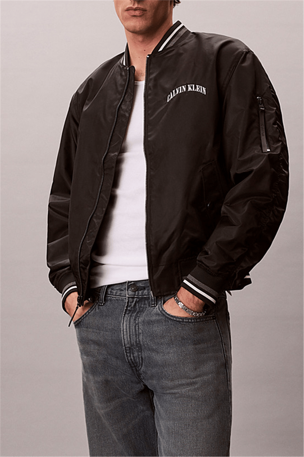 Calvin Klein Ls Unfilled Nylon Ti Erkek Mont Siyah