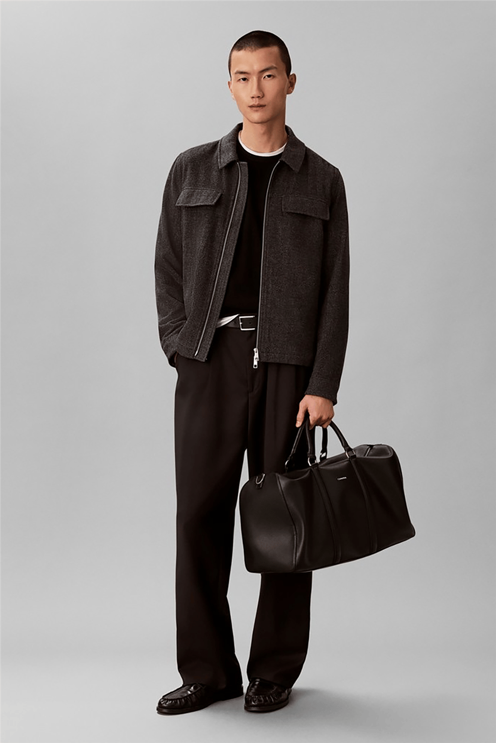 Calvin Klein Ls Wool Herringbone Shirt Jacket Erkek Bomber Mont
