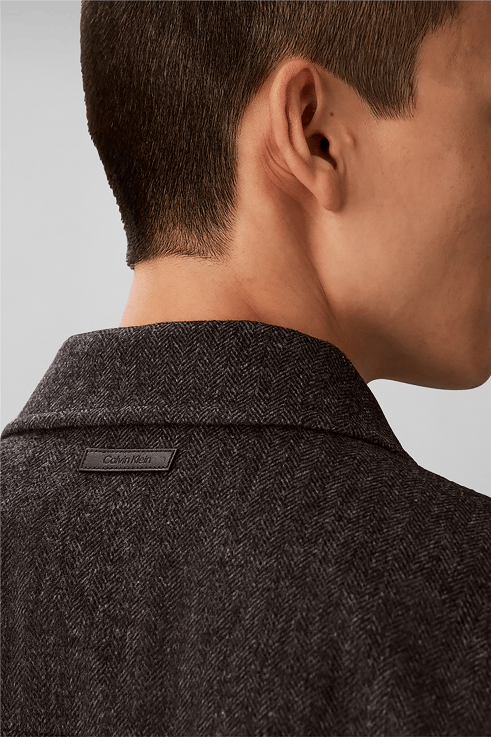 Calvin Klein Ls Wool Herringbone Shirt Jacket Erkek Bomber Mont