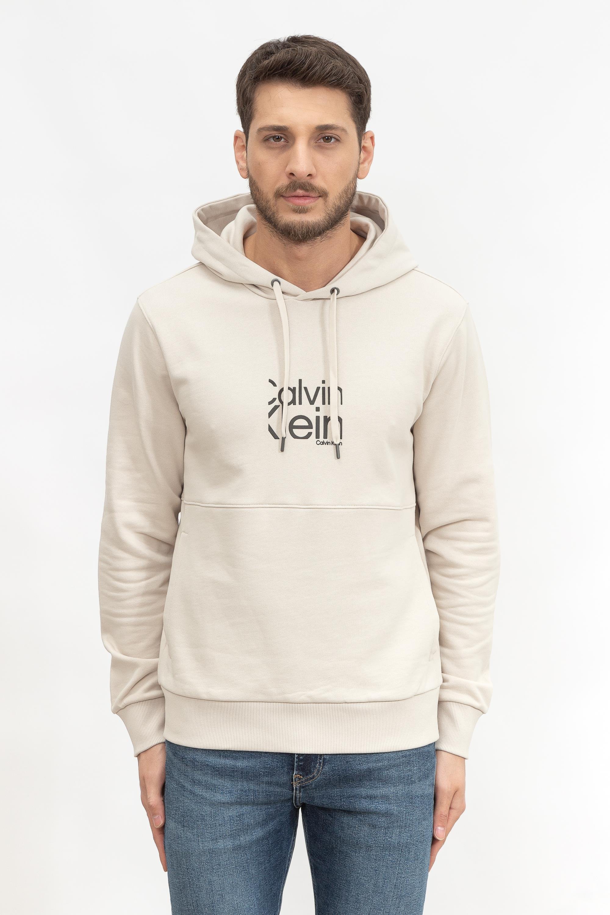Calvin Klein Matte Front Logo Hoodie Erkek Kapüşonlu Sweatshirt