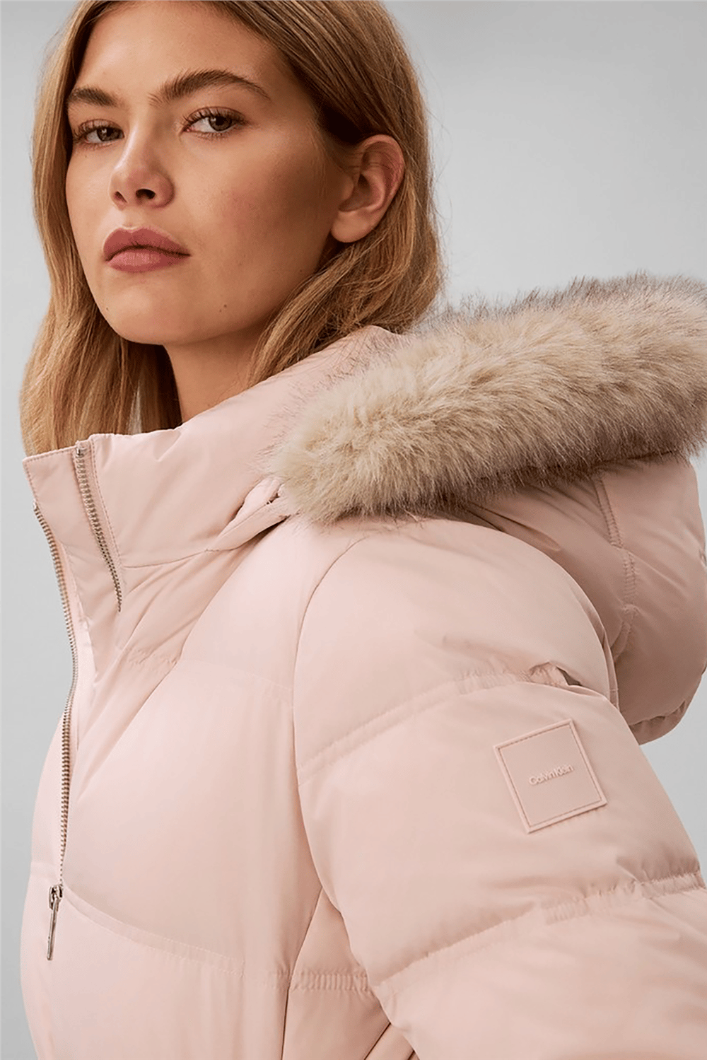 Calvin Klein Matte Mw Belted Short Puffer Wit Kadın Şişme Mont