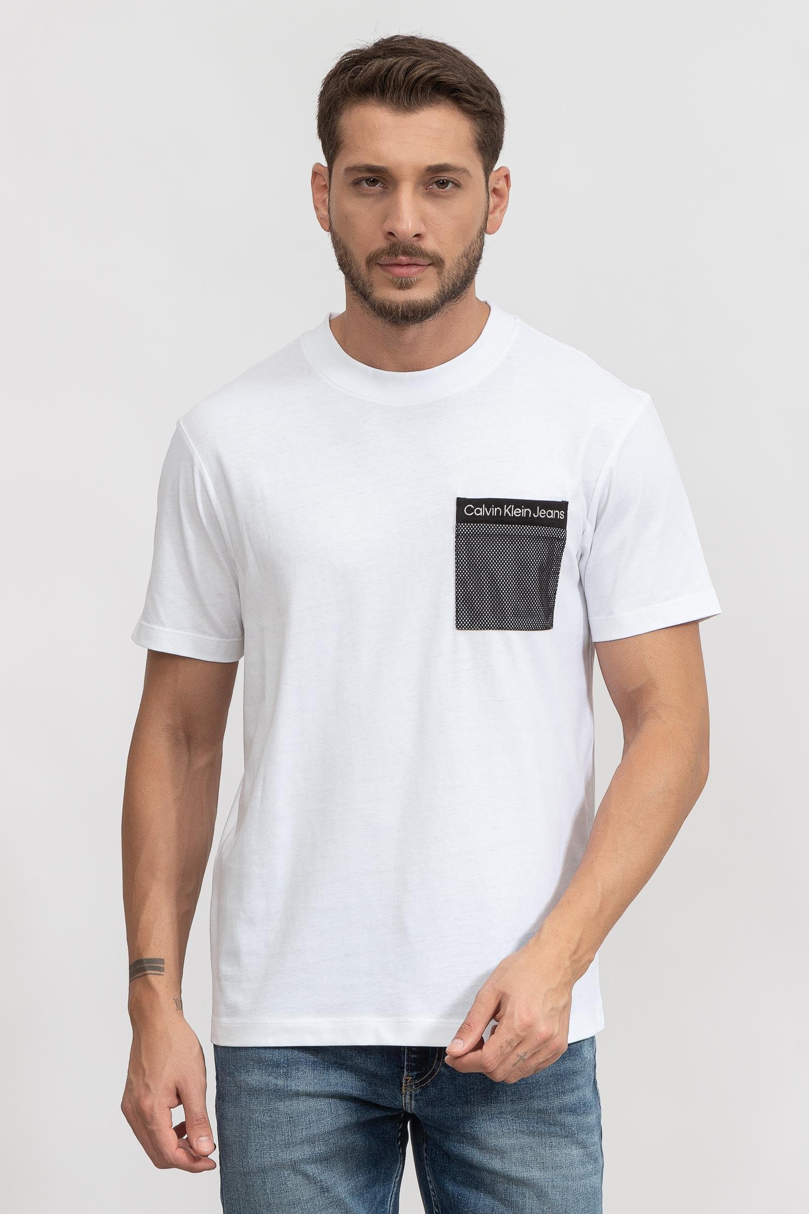 Calvin Klein Mesh Pocket Erkek Bisiklet Yaka T-Shirt