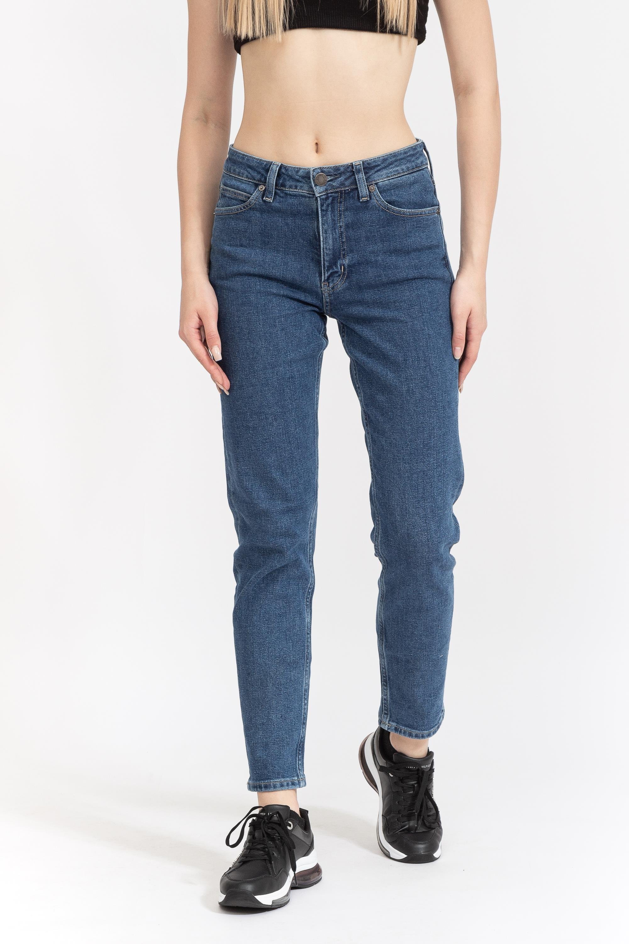 Calvin Klein Mid Rise Slim - Blue Kadın Jean Pantolon