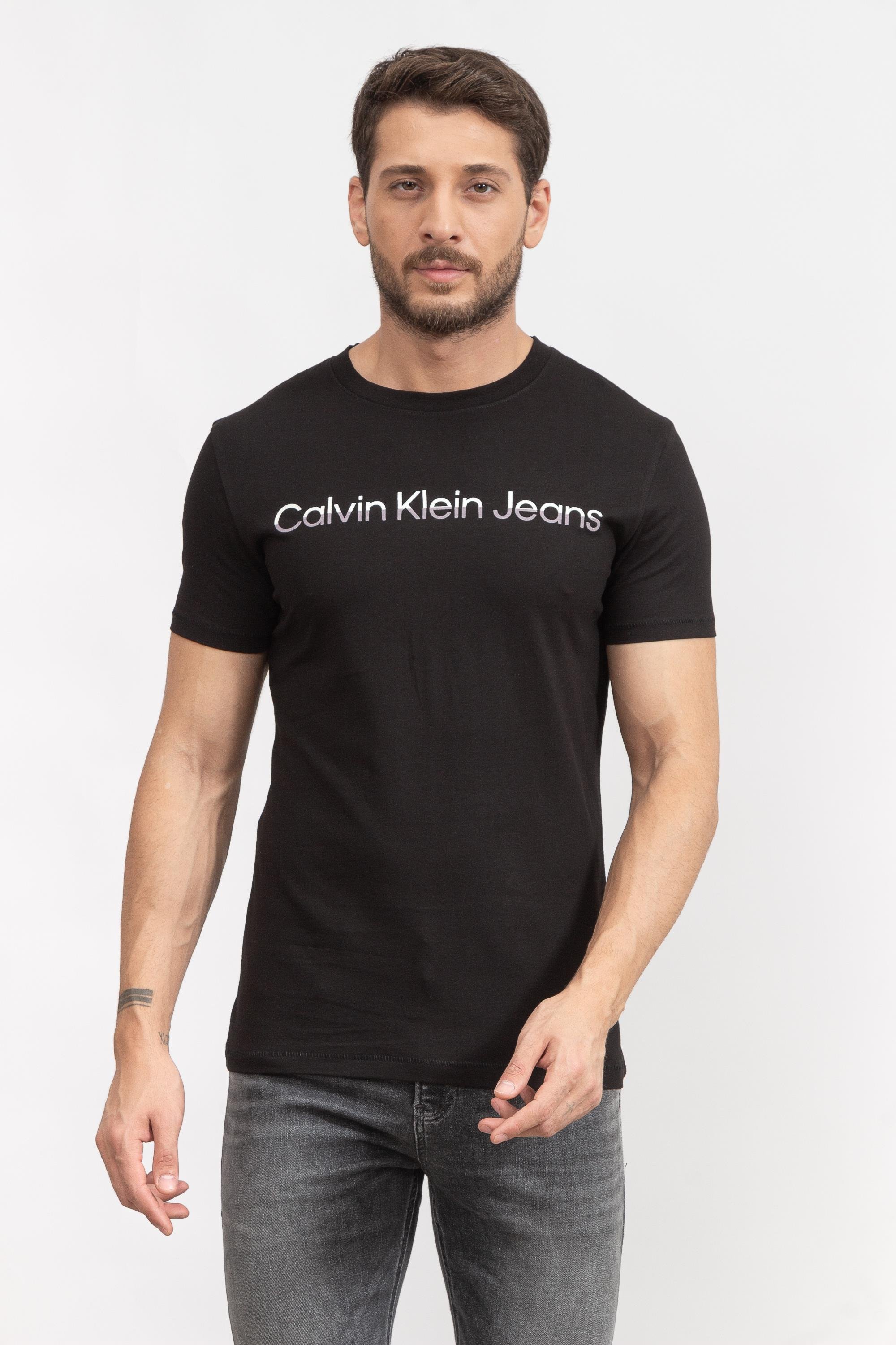 Calvin Klein Mixed institutional Erkek Bisiklet Yaka T-Shirt