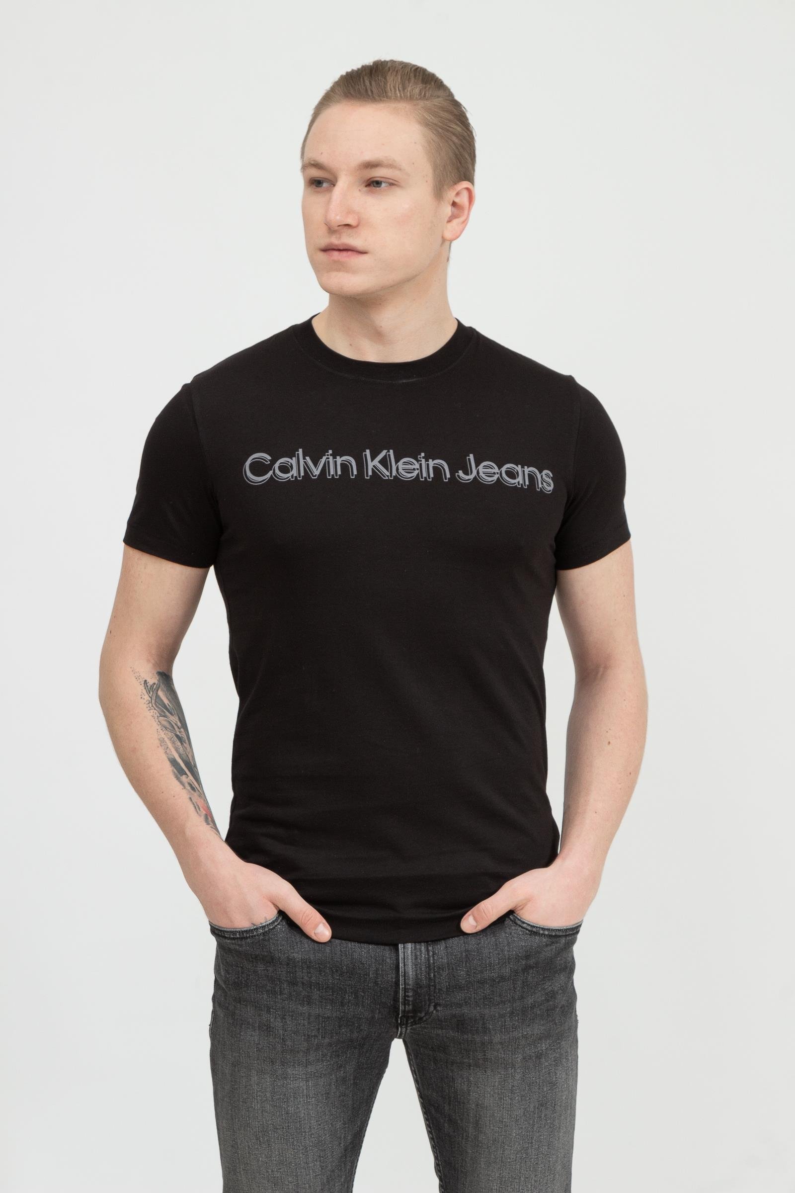 Calvin Klein Monochrome Institutional Tee Erkek Bisiklet Yaka T-Shirt